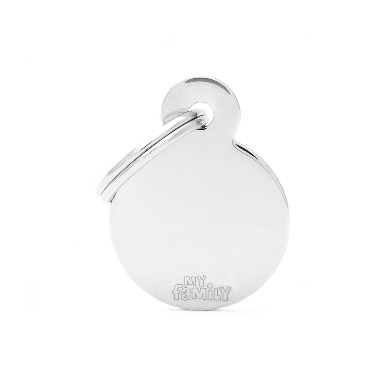 MY FAMILY Classic Small Round Chromed Brass Tag Hundemarke