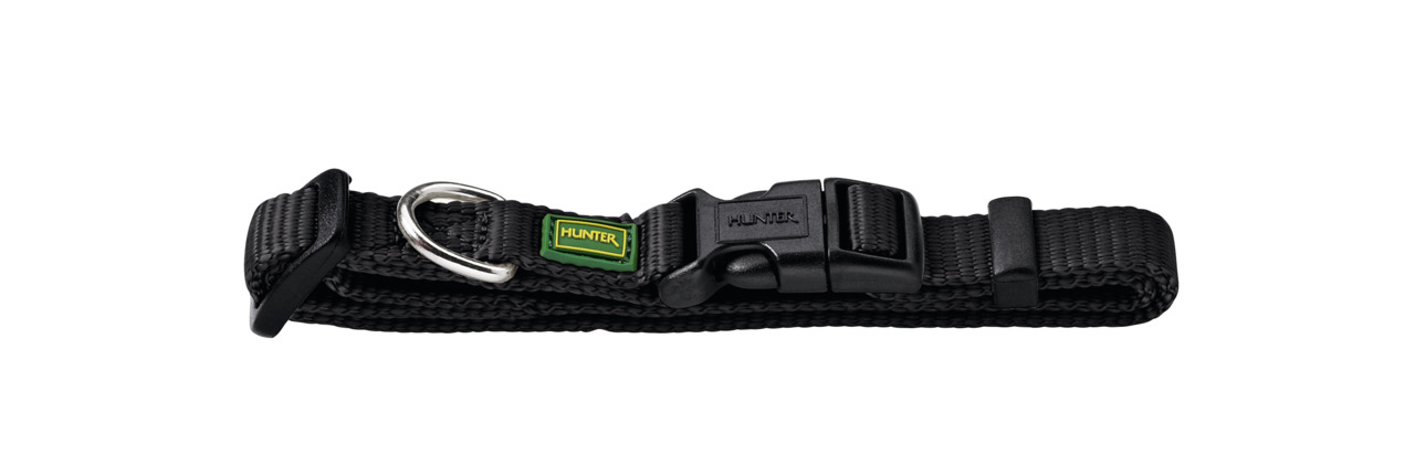 HUNTER Hundehalsband, Nylon, Klickverschluss, Metallring, für Hunde aller Größen, langlebig, verstellbar, hoher Tragekomfort.