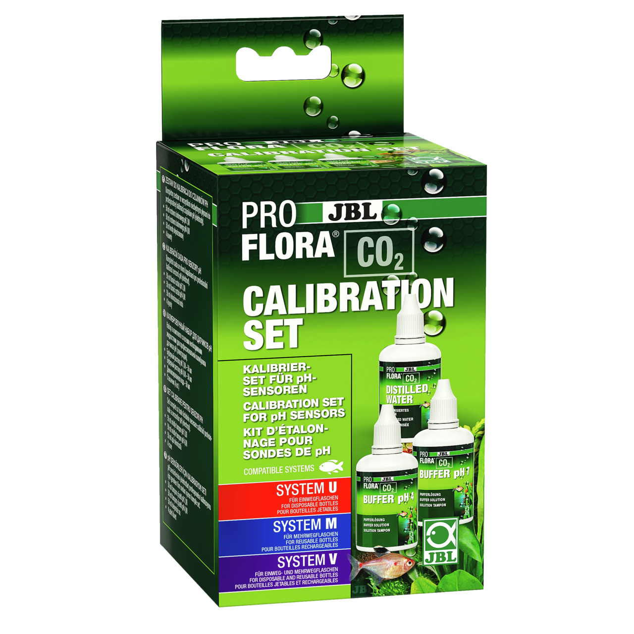 JBL ProFlora CO2 Calibration Set, Kalibrier-Set f. pH-Sensoren, f. Aquarienbesitzer, inkl. dest. Wasser & pH-Buffer, grüne Verpackung.
