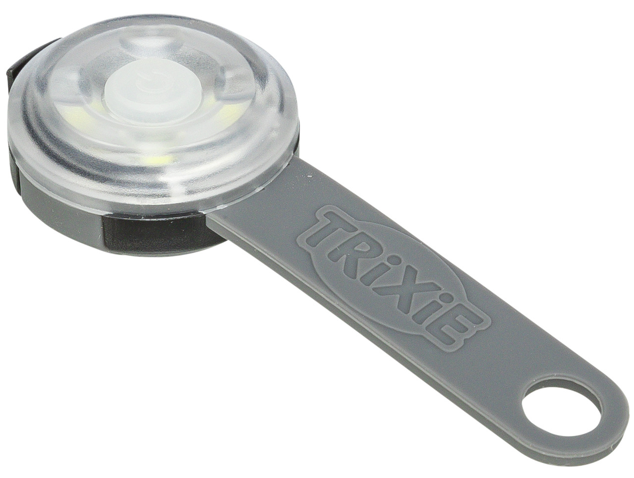 TRIXIE LED-Sicherheitslicht für Hunde, grau, robust, helles LED-Licht, hohe Sichtbarkeit, ideal für Nachtspaziergänge.