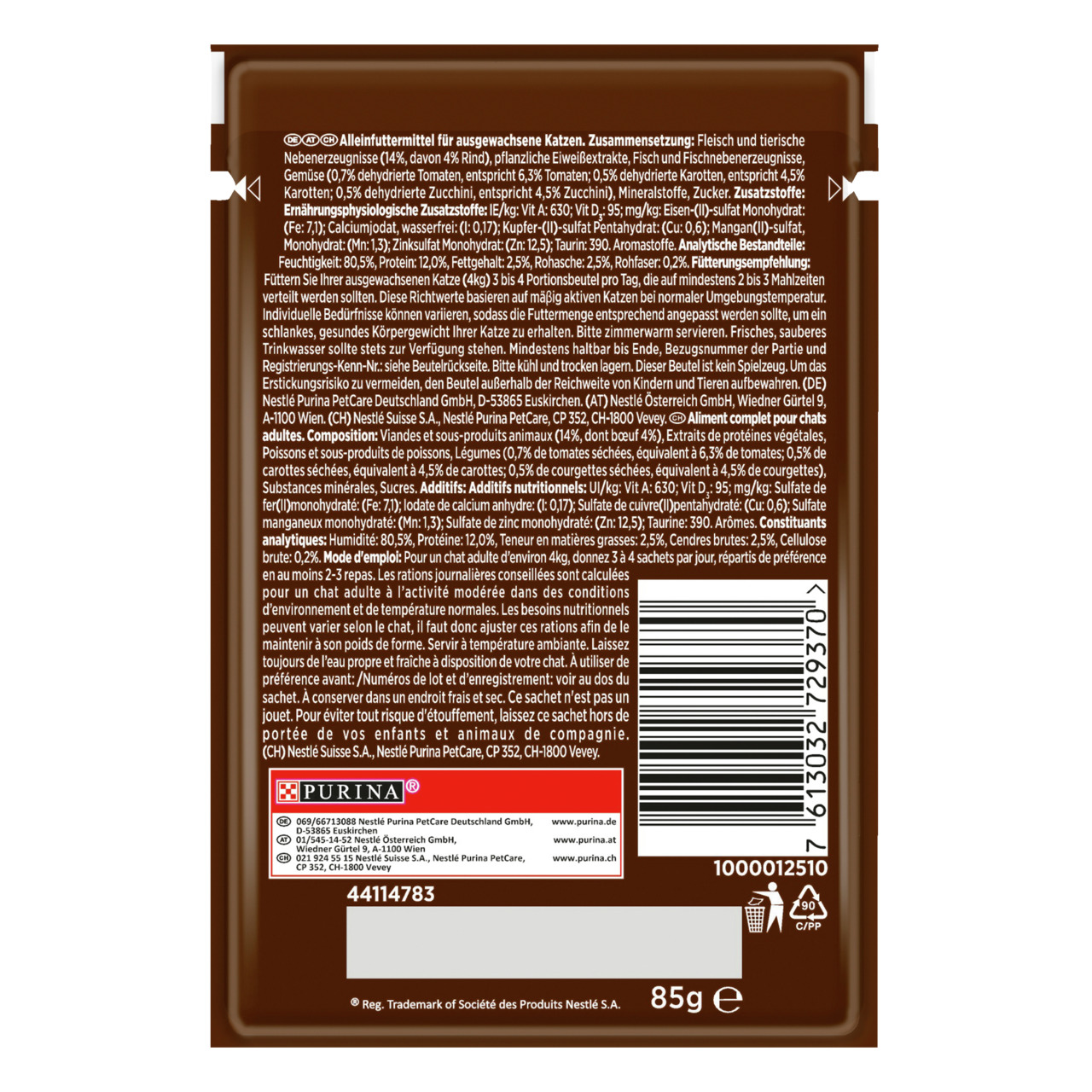 Gourmet à la Carte Rind an erlesenem Sommergemüse 85g Katzenfutter