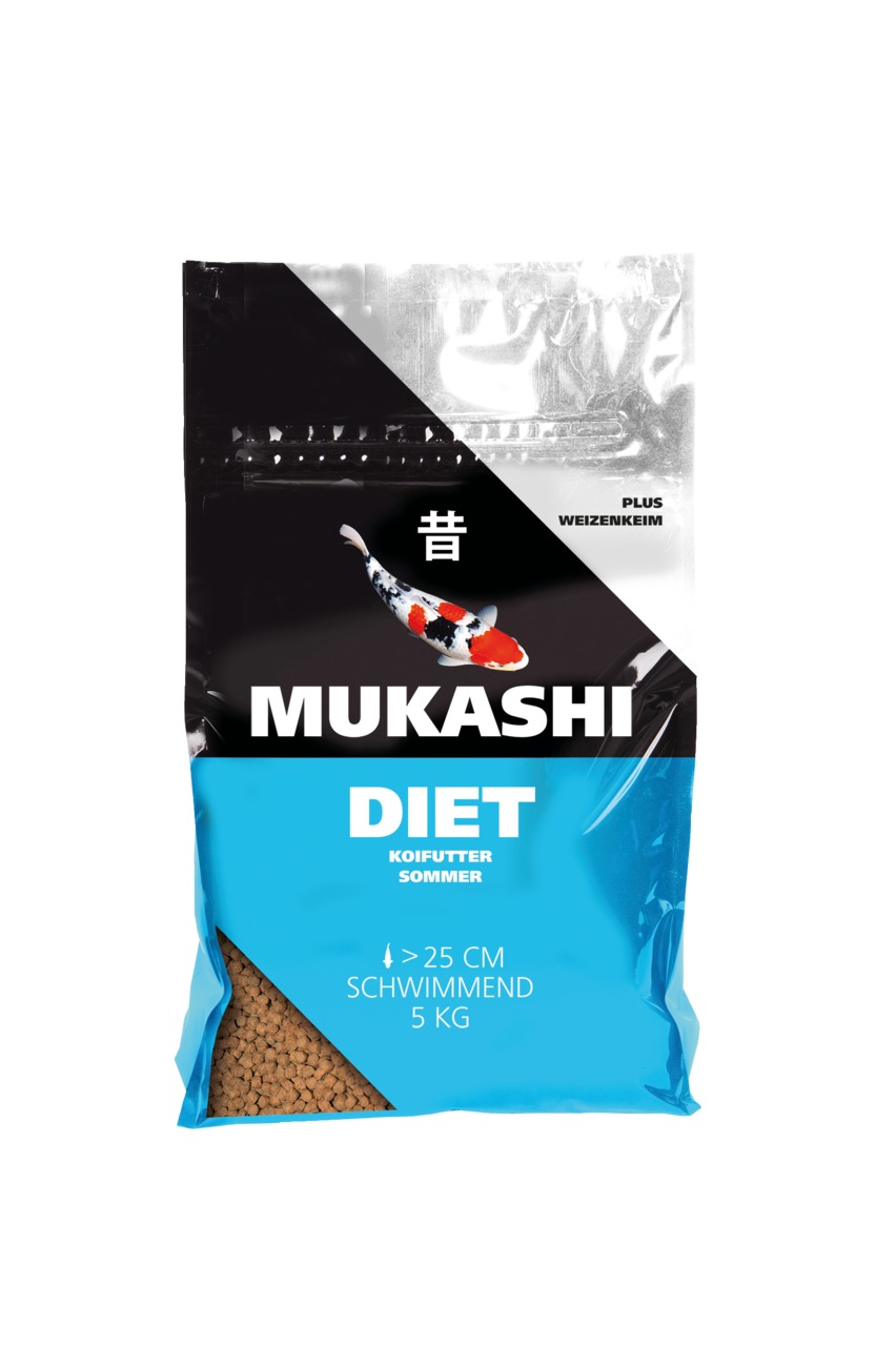 MUKASHI DIET Koifutter Sommer, 5 kg, schwimmend, mit Weizenkeimzusatz, für Koi ab 25 cm, ideal für Sommer, Zielgruppe: Koi-Halter.