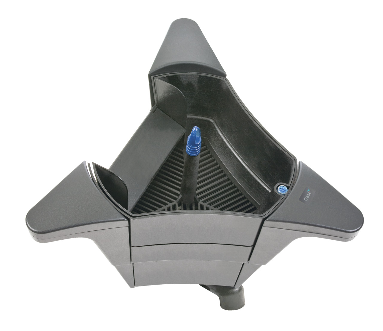 Oase AquaSkim 40, Oberflächenabsauger für Teichbesitzer, entfernt Schmutzpartikel, modernes schwarzes Design, zentrale Absaugvorrichtung.