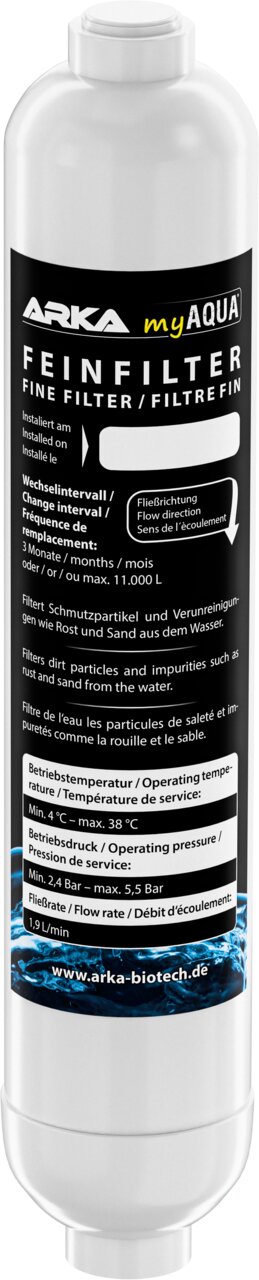 ARKA myAQUA Feinfilter für Umkehrosmoseanlagen, Wasserfilter gegen Rost und Sand, Wechselintervall bis 11.000 L.