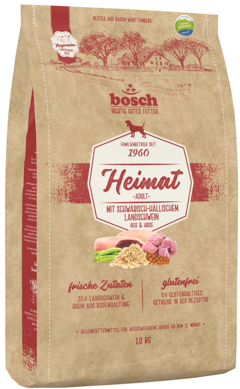 bosch Heimat Adult Schwäbisch-Hällisches Landschwein 1 Kilogramm Hundetrockenfutter