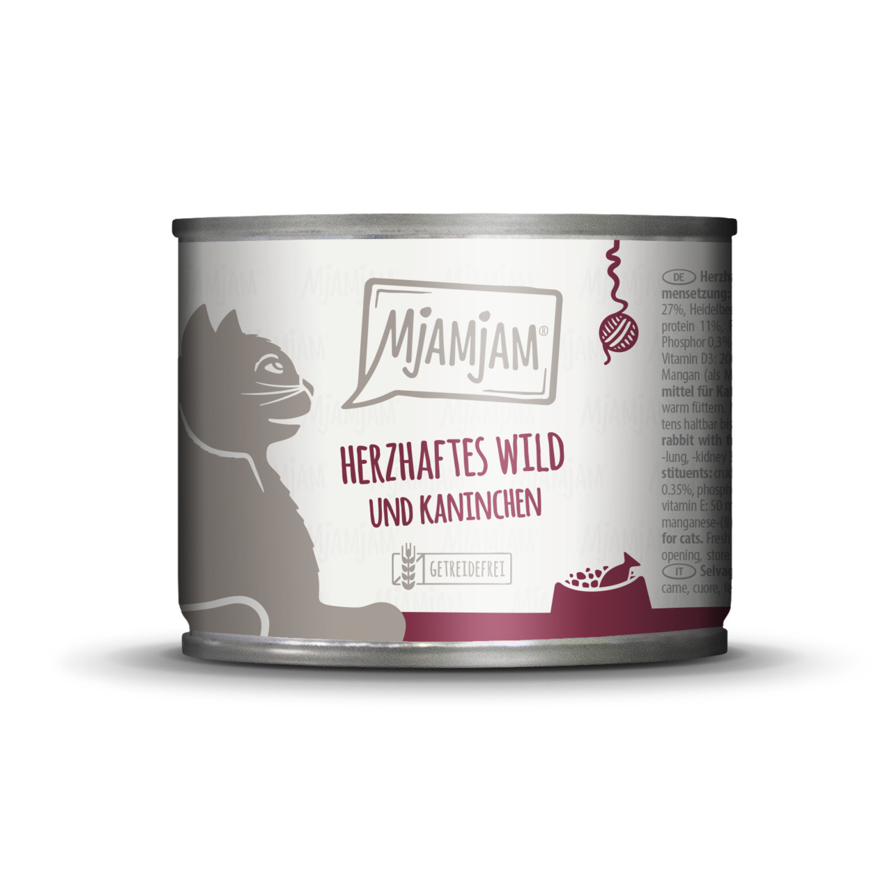 MJAMJAM Leckere Mahlzeit herzhaftes Wild & Kaninchen an fruchtigen Heidelbeeren 200g Dose Katzennassfutter