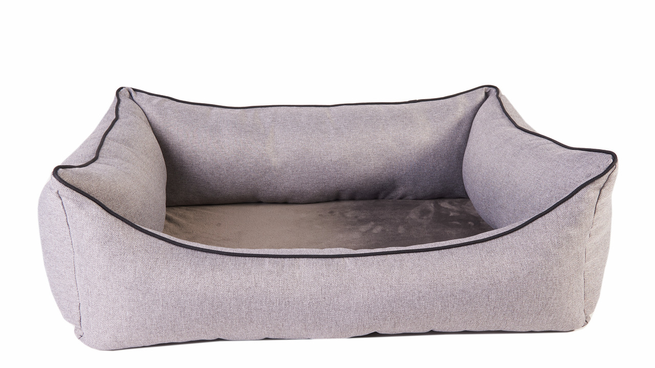 Hundebett LEBON, für alle Hundegrößen, graues Design, gepolsterte Seiten, weiche Liegefläche, max. Komfort, idealer Rückzugsort.