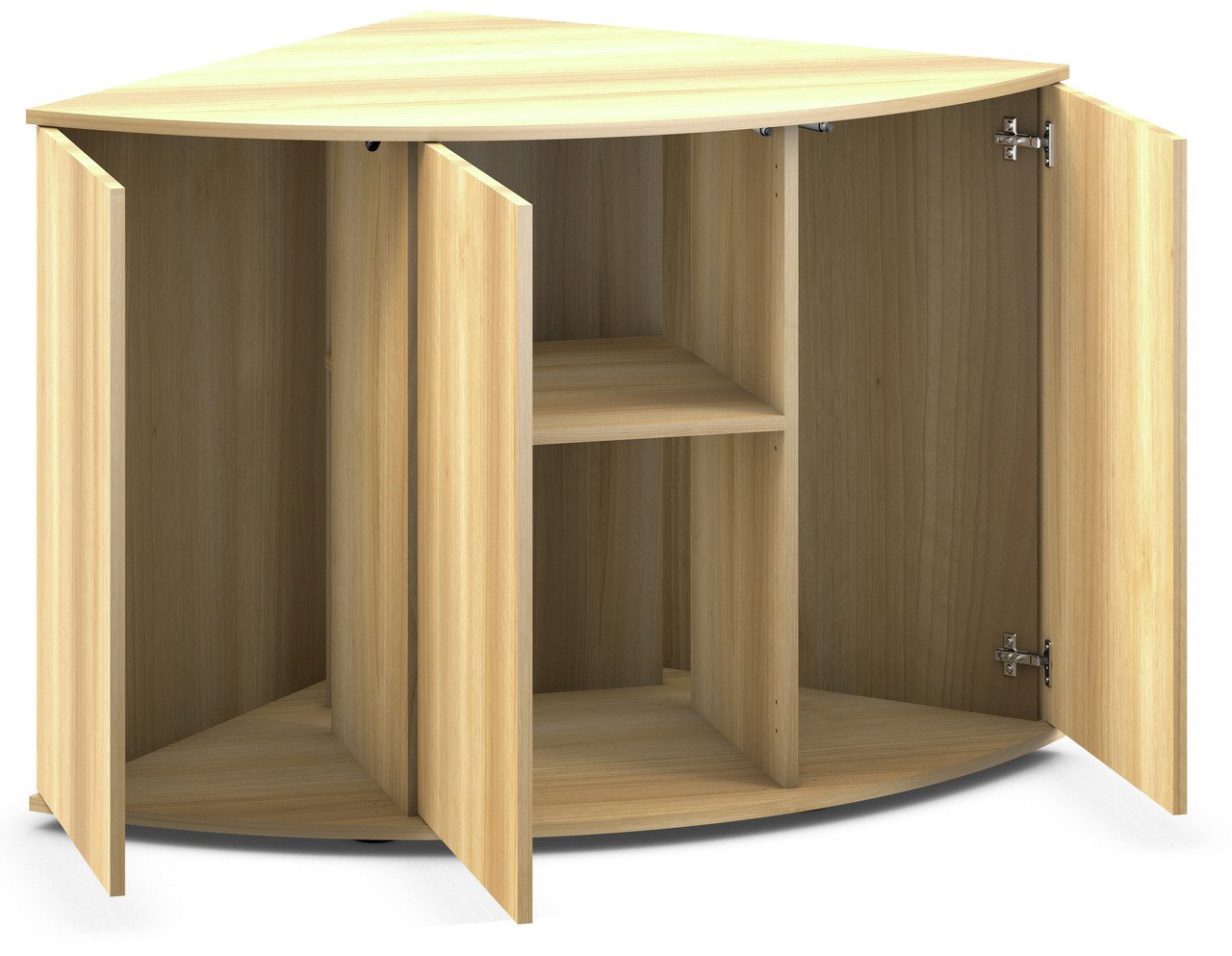 JUWEL Eckunterschrank, Holzoptik, 2 Türen, 2 Regalböden, modernes Design, Stauraum, helle Holzfarbe.