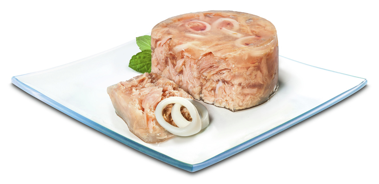 PREMIERE Hundefutter in Gelee, Huhn, für ausgewachsene Hunde, 1 Portion, mit Fleischstücken & klarer Gelee-Schicht.