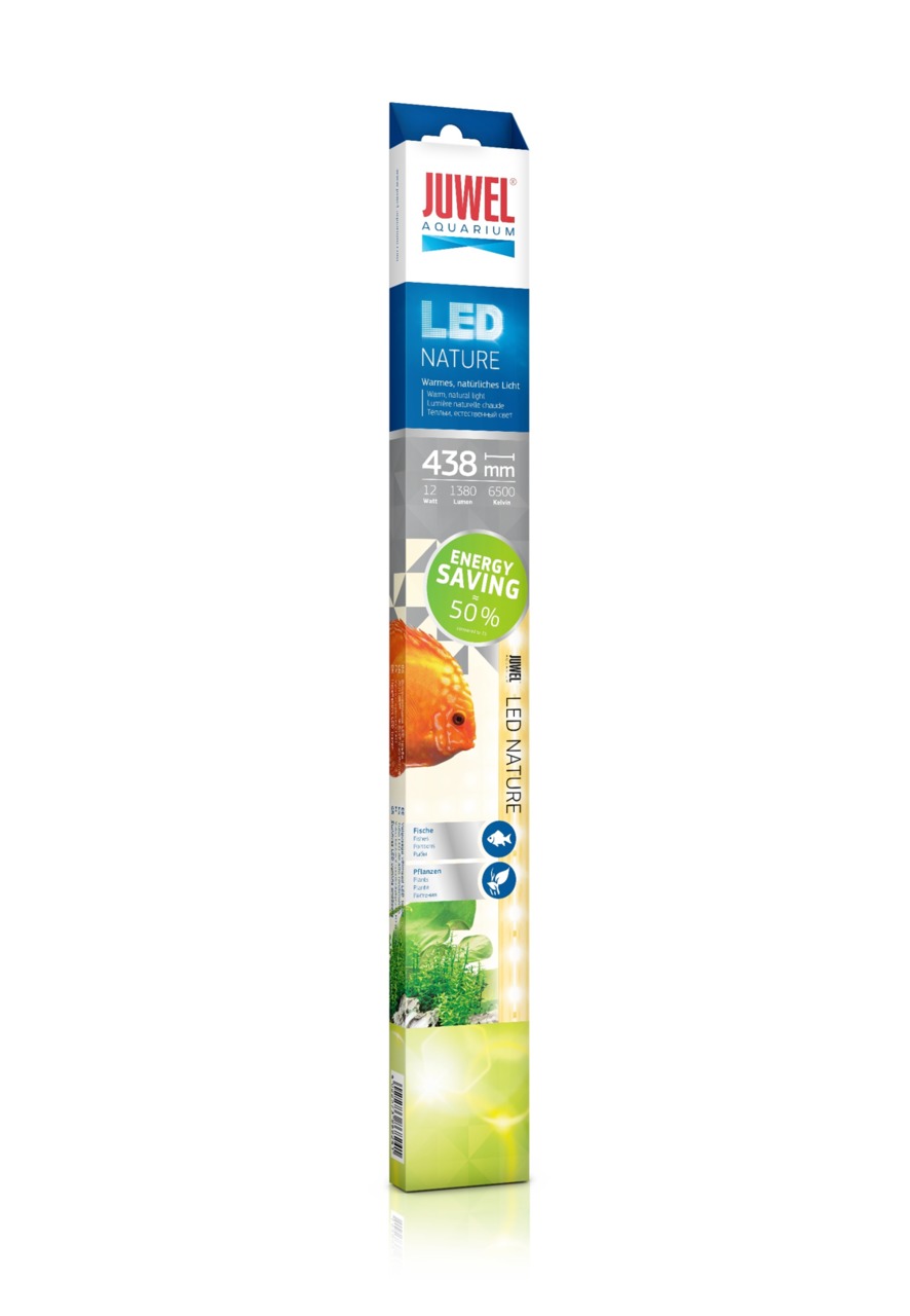 JUWEL LED Nature, 438 mm, 12 W, 1380 lm, 6500 K, für Aquarienbesitzer, warmes Licht für Fische & Pflanzen, spart bis zu 50 % Energie.