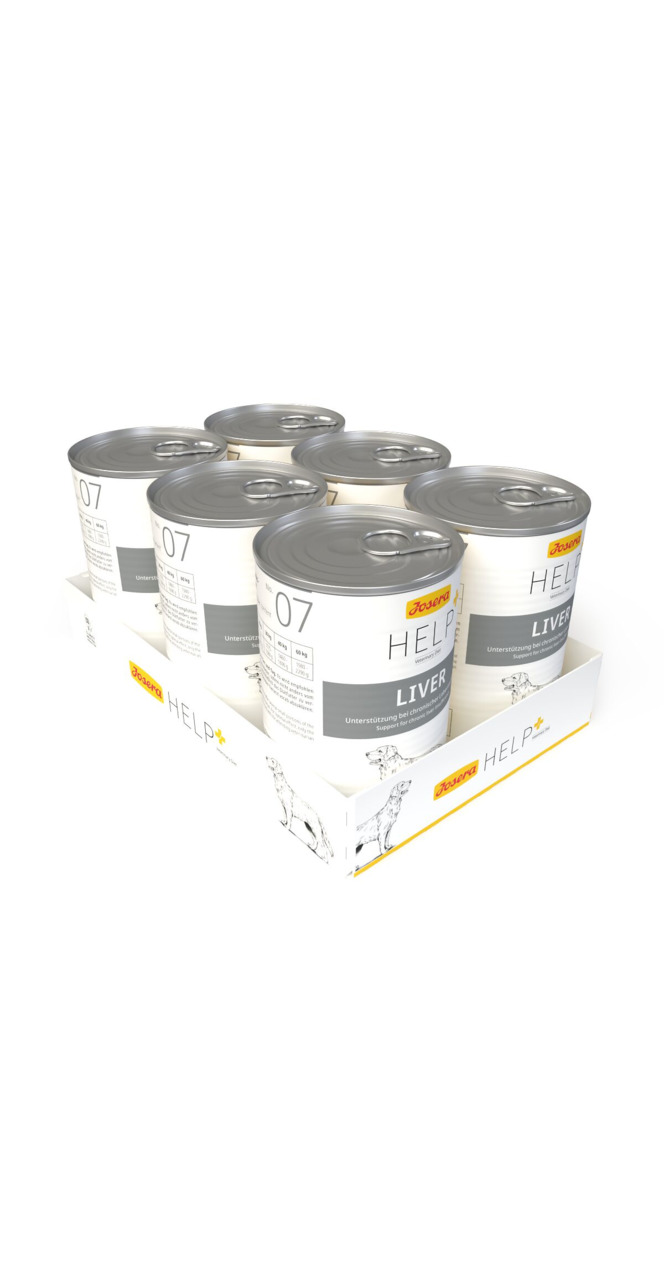 6 Dosen Josera Help Liver Nassfutter f. Hunde, Lebergeschmack, 400 g-Dose, unterstützt Leberfunktion, f. Hunde m. Ernährungsbedarf.