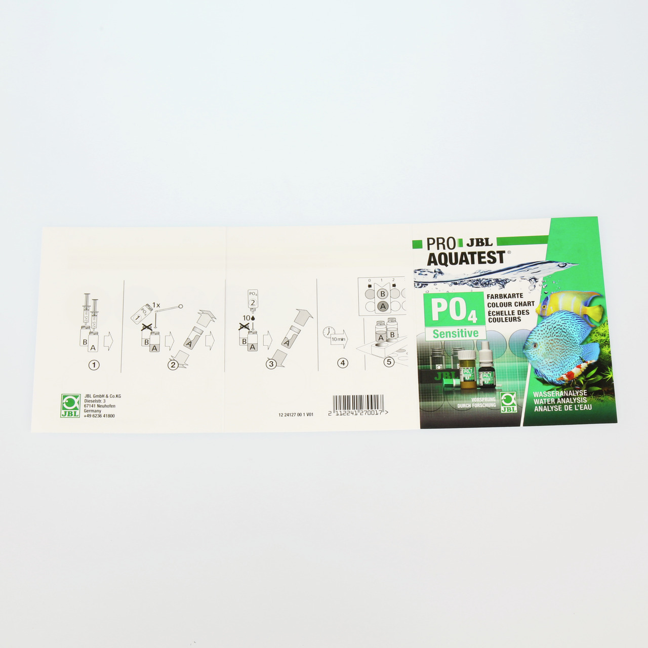 JBL ProAquaTest PO4 Sensitive: Wassertest-Set f. Aquarienbesitzer, Phosphatanalyse, inkl. Farbtabelle, Reagenzien & Anleitung.
