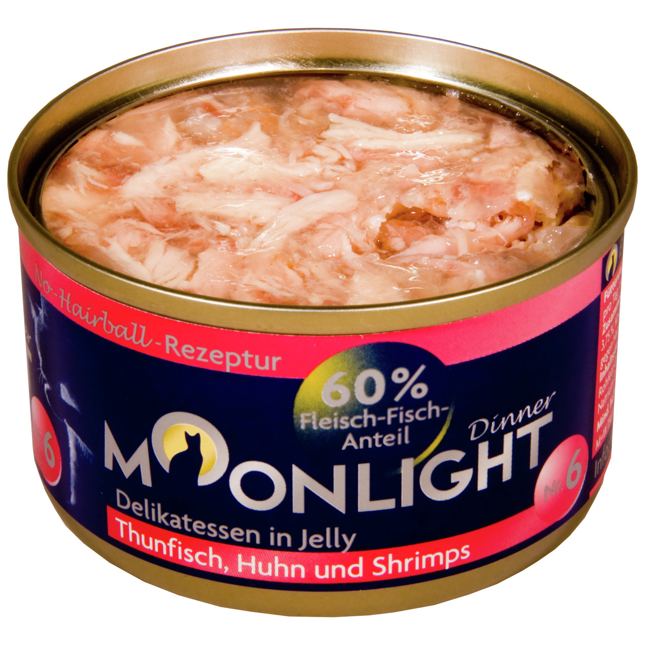 Sparpaket 48 x 80 g Moonlight Dinner Nr. 6 Thunfisch, Huhn und Shrimps in Jelly Katzen Nassfutter