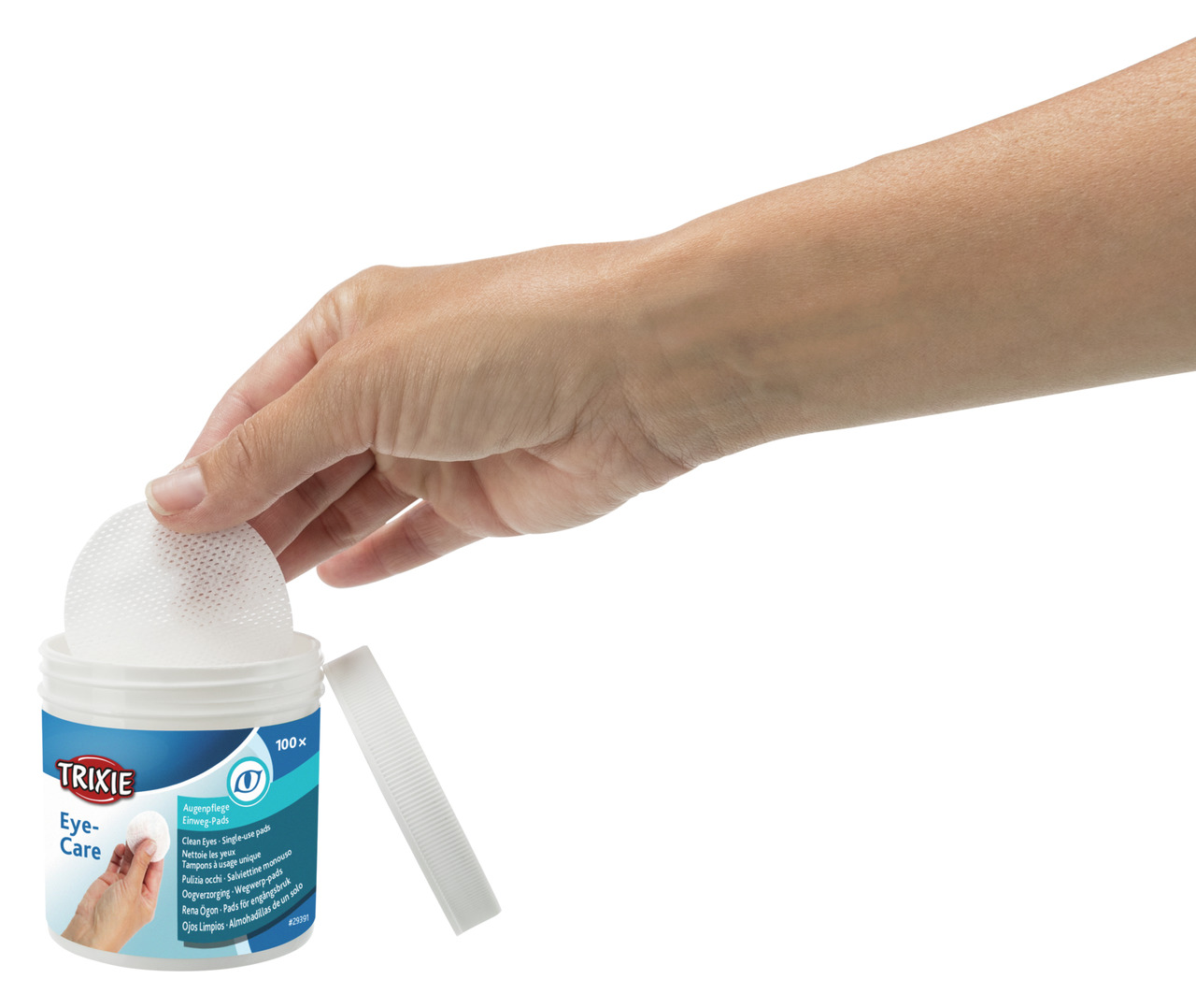 TRIXIE Eye Care Reinigungspads, Augenpflege f. Haustiere, sanfte Reinigung d. Augenpartie, 100 Pads.