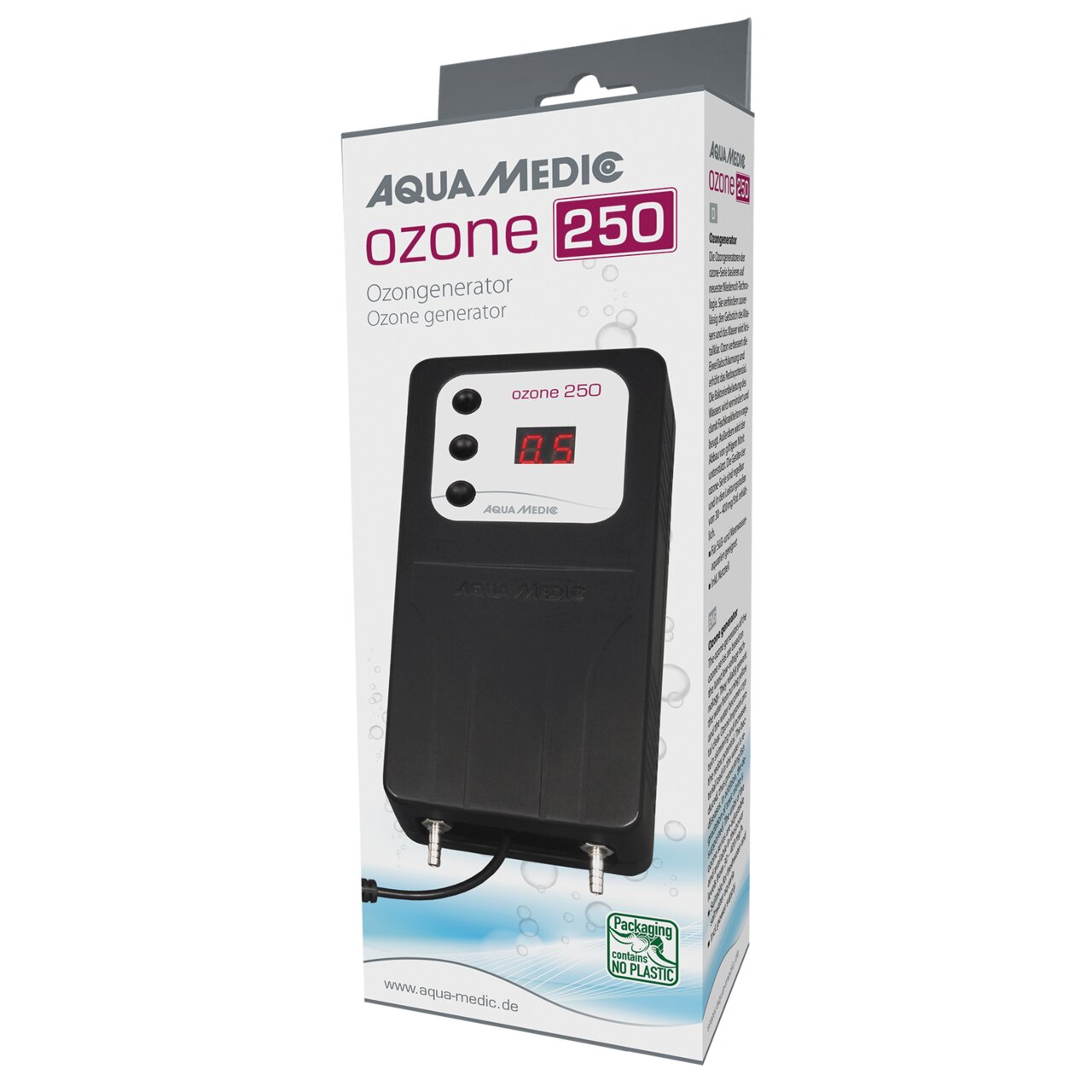 Aqua Medic Ozone 250 Ozon-Generator, für Aquarienbesitzer, Wasseraufbereitung, digitales Display, umweltfreundl., plastikfrei.