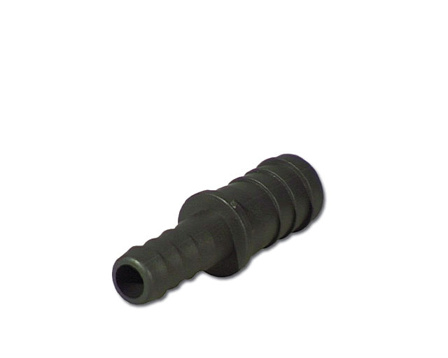 Das Bild zeigt ein schwarzes Schlauchverbinder-Adapterstück der Marke EHEIM, geeignet für Aquarien und Teichfilter. Es handelt sich um ein Zubehörteil für die Verbindung von Schläuchen unterschiedlicher Durchmesser. Das Produkt ist robust und langlebig, i