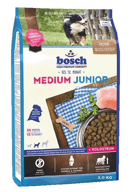 Sparpaket 2 x 3 kg Bosch Medium Junior Hunde Trockenfutter