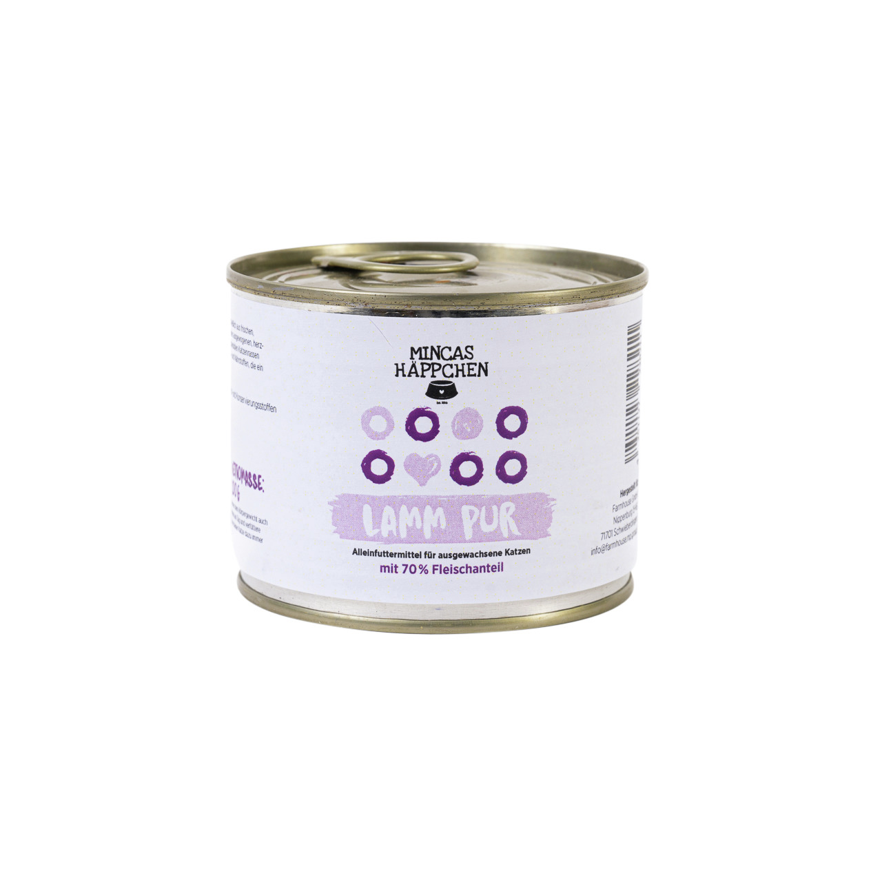 Mincas Häppchen Lamm Pur, Katzenfutter für ausgewachsene Katzen, Geschmack Lamm, 70 % Fleisch, 200 g.