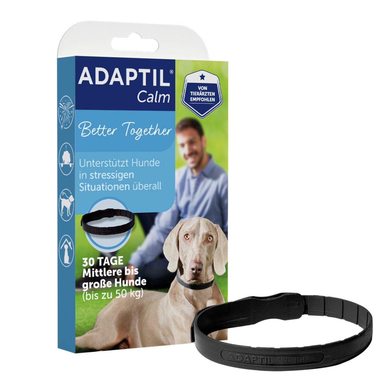 ADAPTIL Calm Halsband für mittelgr.-große Hunde bis 50 kg, 30 Tage Wirkung, unterstützt in Stresssituationen, von Tierärzten empfohlen.