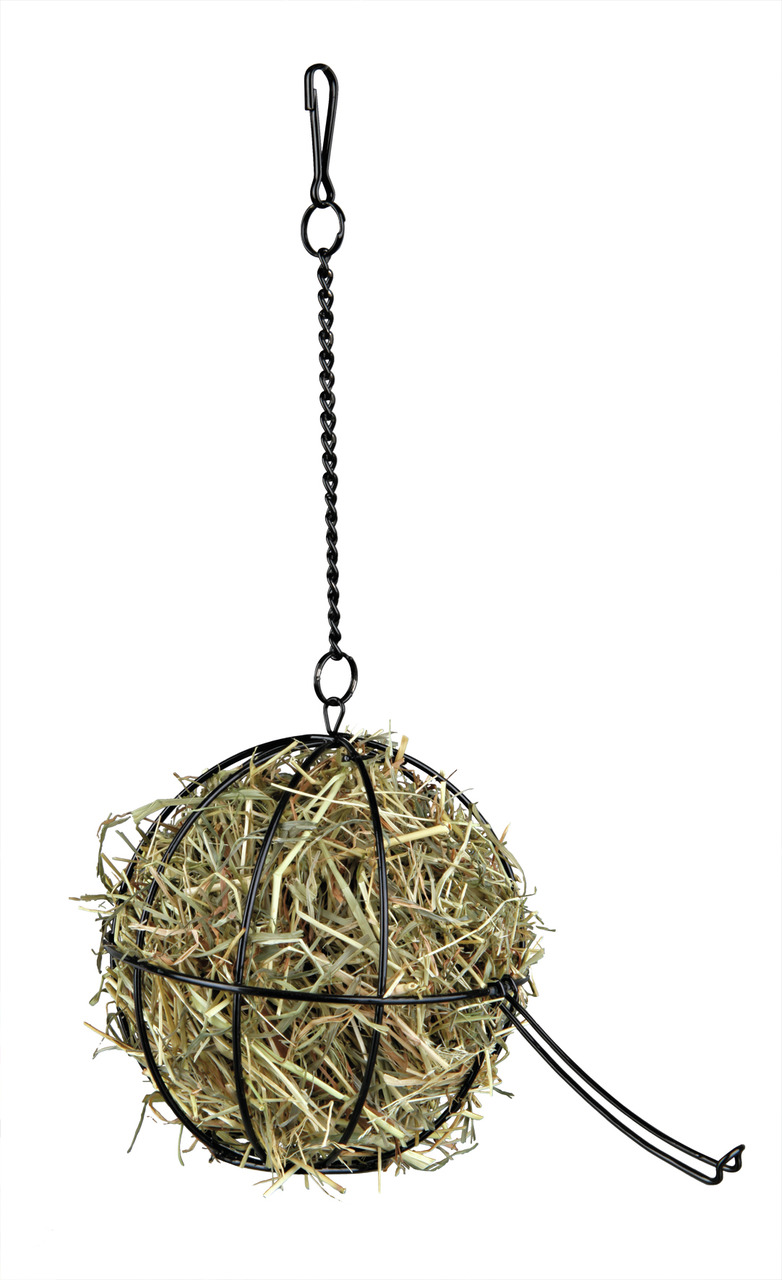 TRIXIE Heuball, Kleintiere (Kaninchen-Nager), Metall, mit Heu, Kette+Karabiner, fördert artgerechtes Fressen, hält Heu sauber.