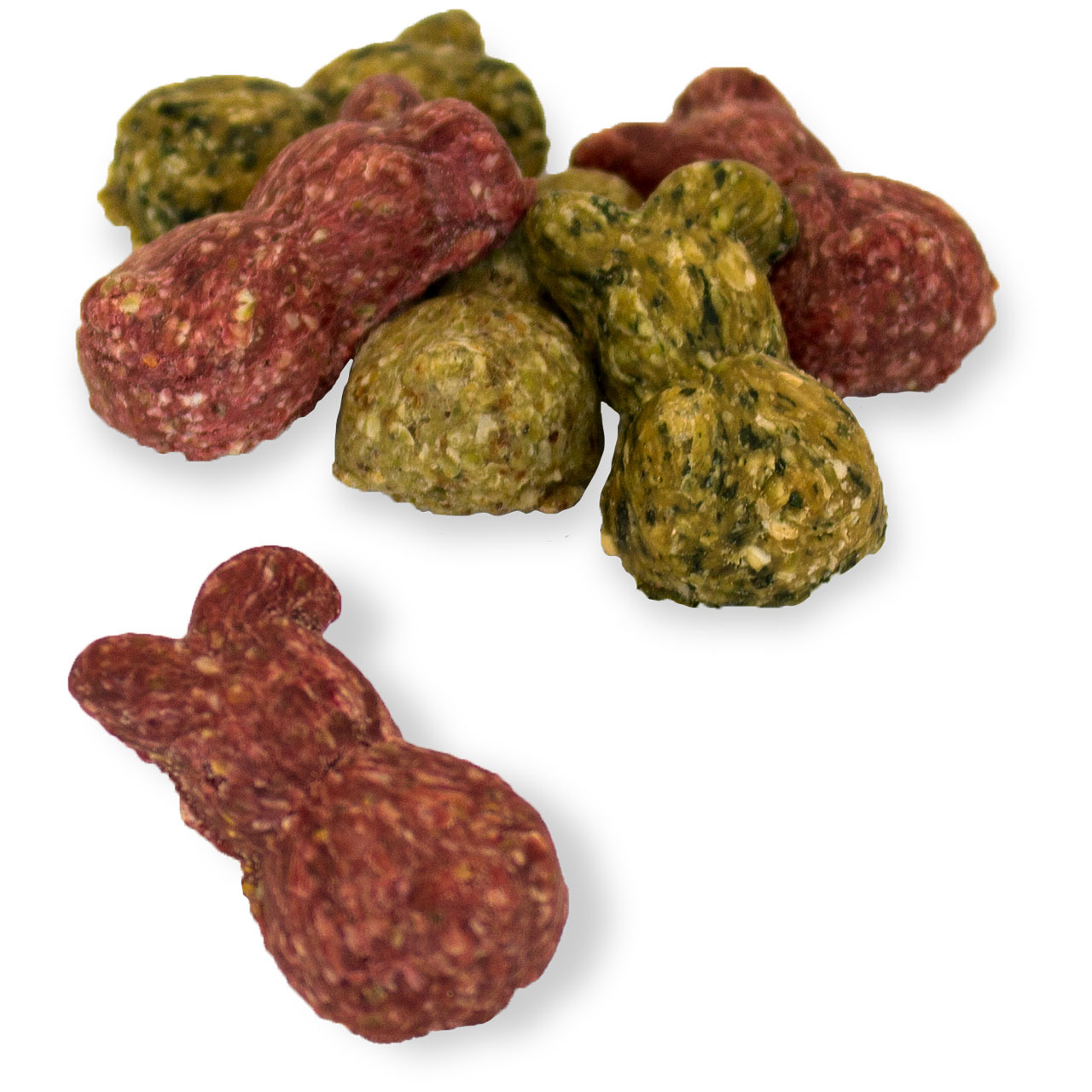 JR FARM Grainless Nager-Snacks, für Kaninchen/Nager, Gemüse & Kräuter, getreidefrei, gesunde Ernährung, in Rot & Grün.