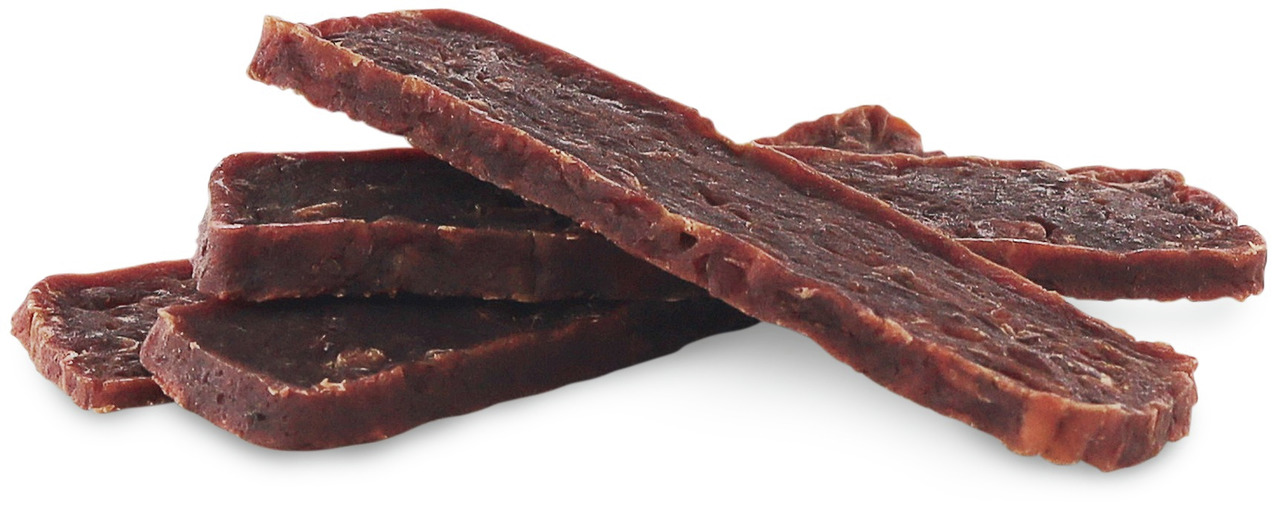 PREMIERE Snack Strips, Hundesnack f. ausgewachsene Hunde, getr. Fleisch, ideal als Belohnung/Zwischenmahlzeit, braun, unregelmäßig.