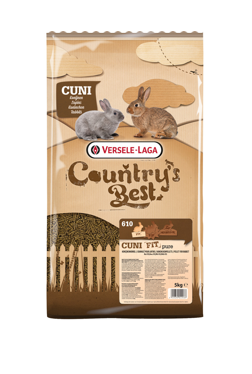 Versele-Laga Cuni Fit Pure, Kaninchenfutter, 5 kg, hochwertige Pellets, für Kaninchen, aus der Reihe Country's Best.