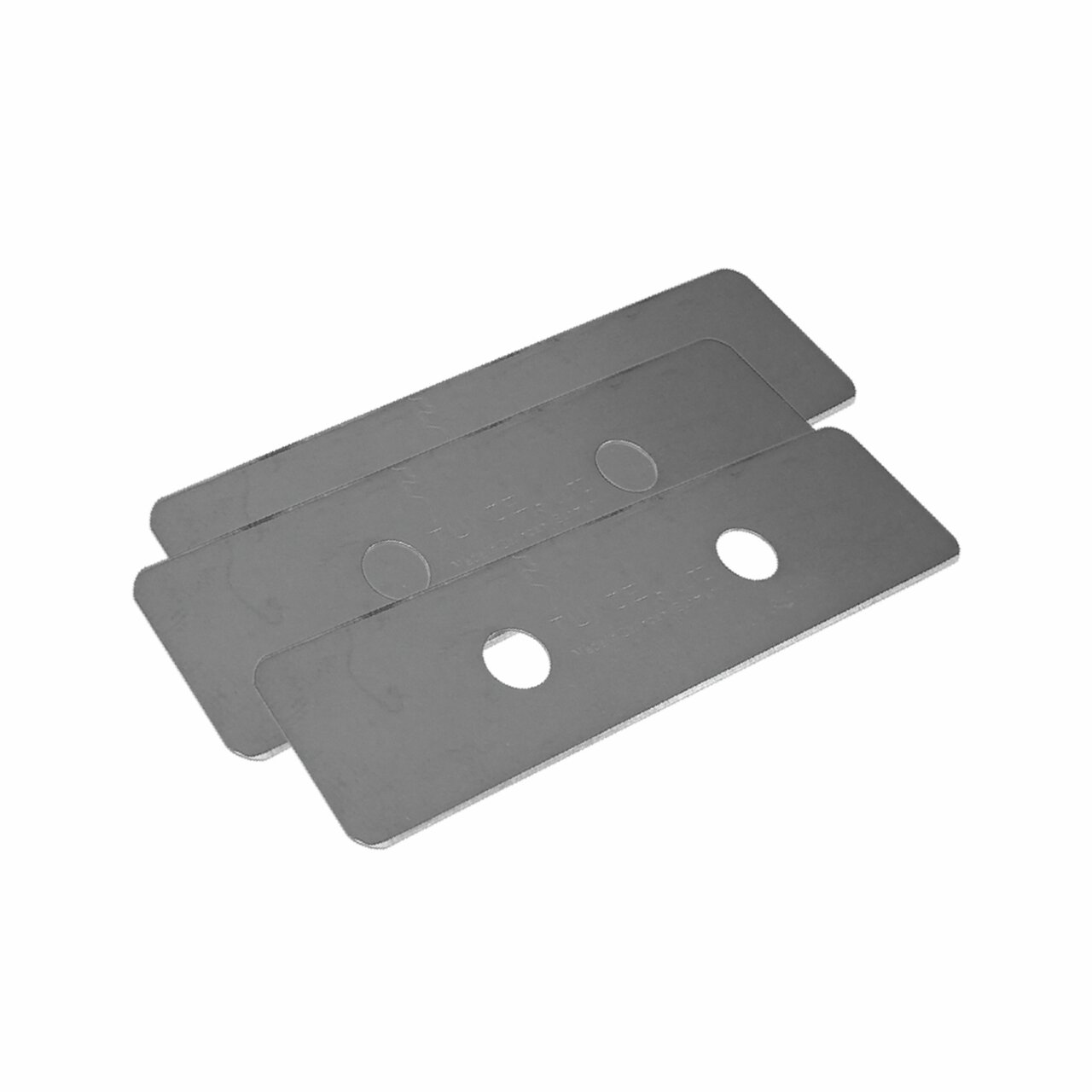 Ersatzklingen-Set von TUNZE aus Edelstahl, passend für Aquariumschaber. Enthält drei Klingen mit ovalen Befestigungslöchern.