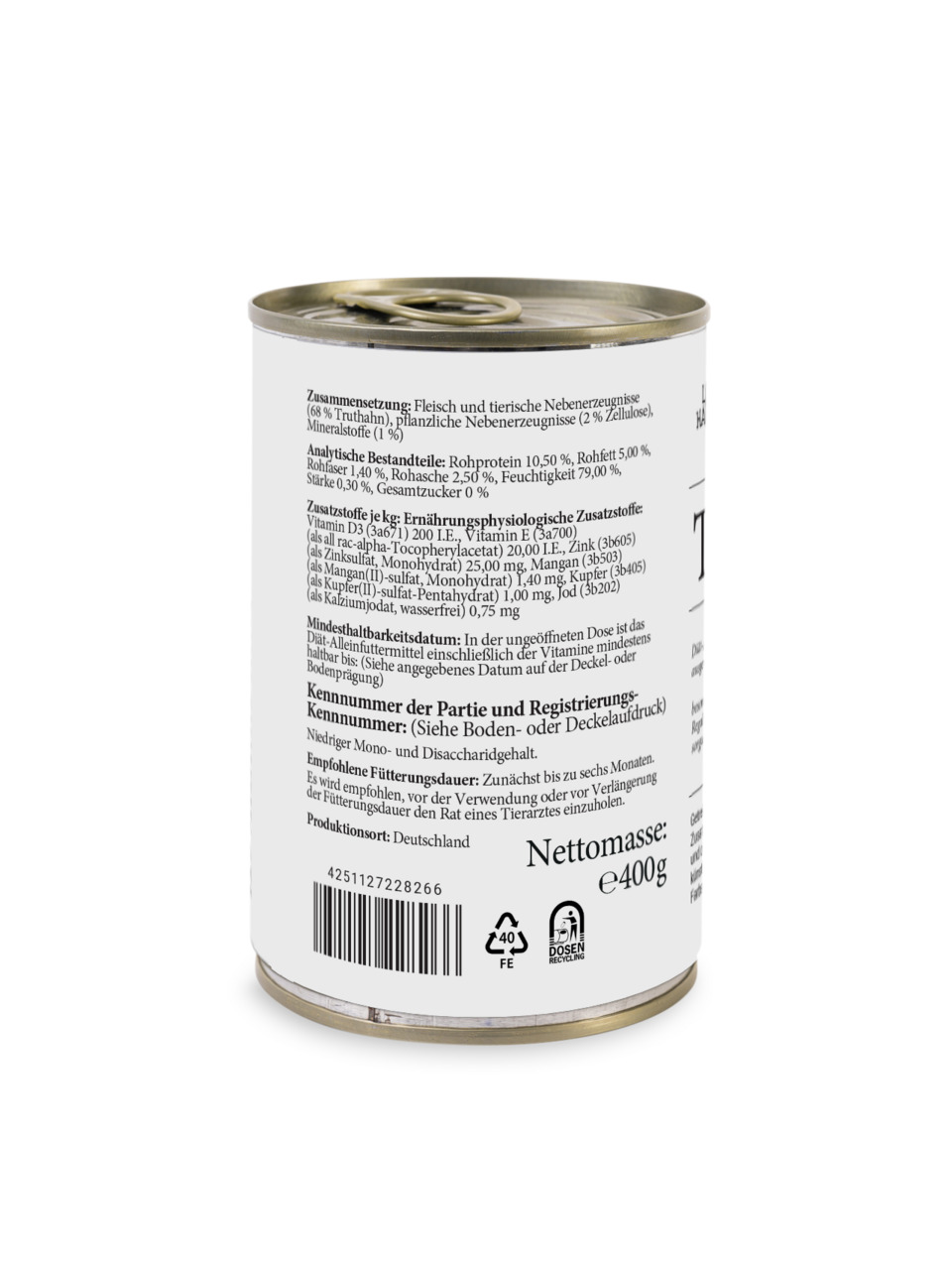 Sparpaket 6 x 400 g Lottis Häppchen Diabetes Truthahn Hunde Nassfutter