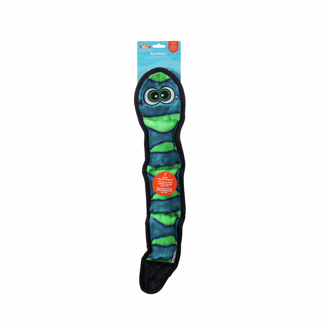 Outward Hound Invincibles Snakes, Hundespielzeug, grün-blau, langlebig, mit Quietschies, ideal für kau- & spielfreudige Hunde.