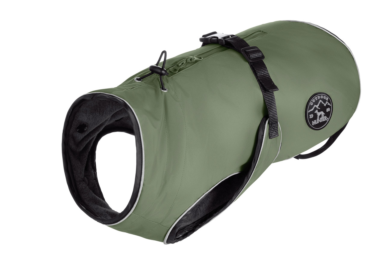 Hundemantel „Uppsala Extreme“ von HUNTER, für alle Hunde, grün, wasserabweisend, winddicht, Fleecefutter, reflektierend, Leinenöffnung.