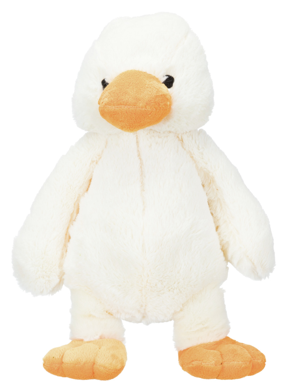 TRIXIE Plüschtier Ente, weiß mit orange Schnabel/Füßen, für Hunde aller Größen, fördert Spieltrieb, Kuschel- & Spielgefährte.