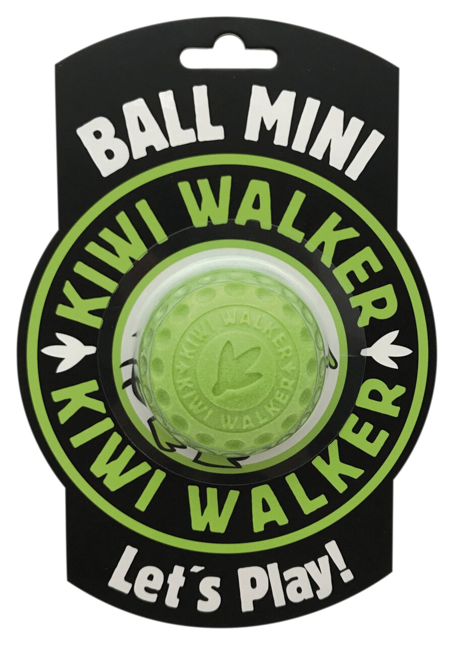 Kiwi Walker Ball Mini, für kleine Hunde, robustes Material, interaktives Spielen, „Let’s Play!“, grün, ideal für aktive Halter.