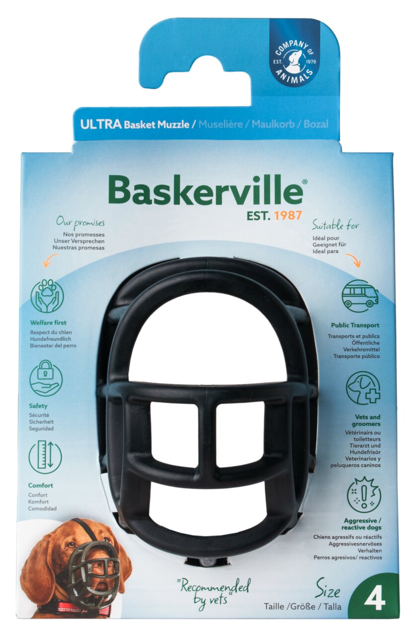 Baskerville Ultra Maulkorb, Company of Animals, für Hunde, sicher, komfortabel, tierfreundlich, ideal für ÖPNV, Größe: 4.