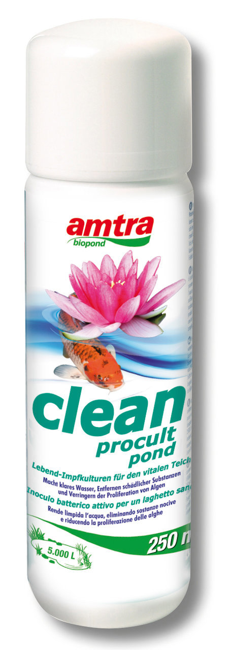 amtra biopond clean procult pond, 250 ml, für Teichbesitzer, mit lebenden Bakterienkulturen, reinigt & pflegt bis 5.000 l Teichwasser.