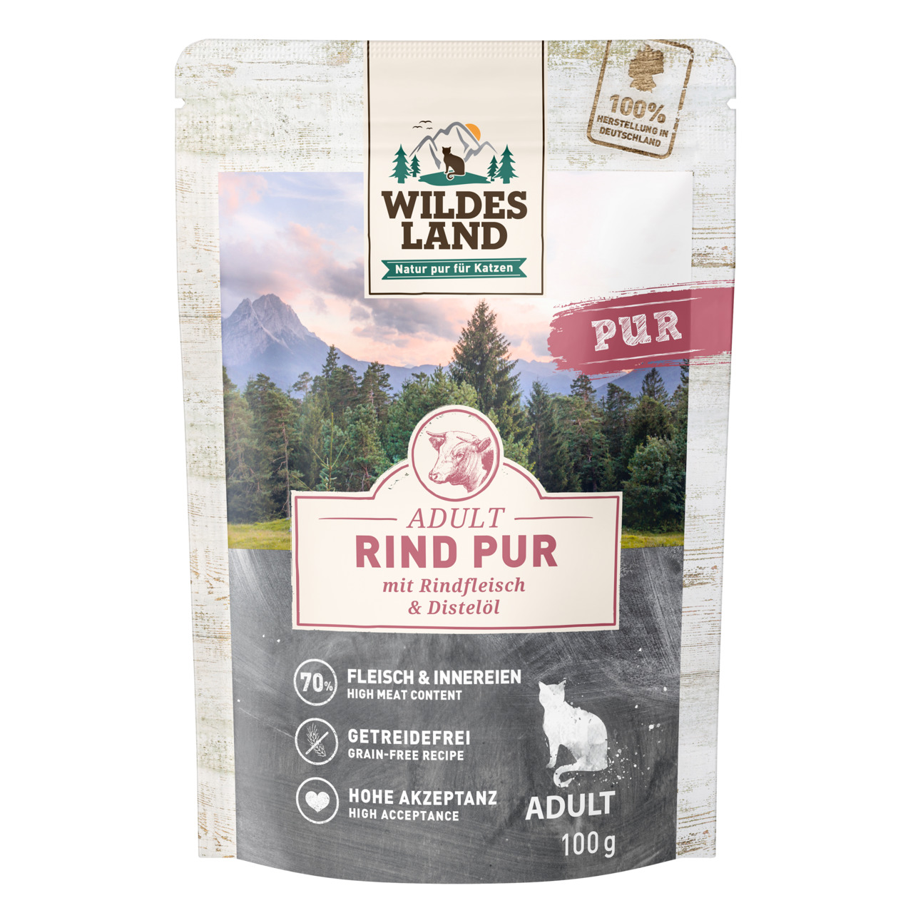 WILDES LAND Pouchbeutel Rind PUR 100 g
