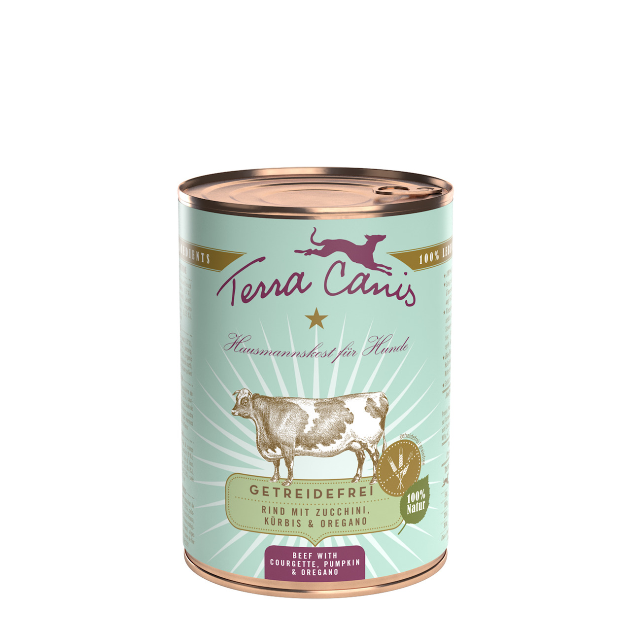 Terra Canis Hausmannskost, Hunde, Rind, Zucchini, Kürbis, Oregano, getreidefrei, 100 % Natur, 400 g.