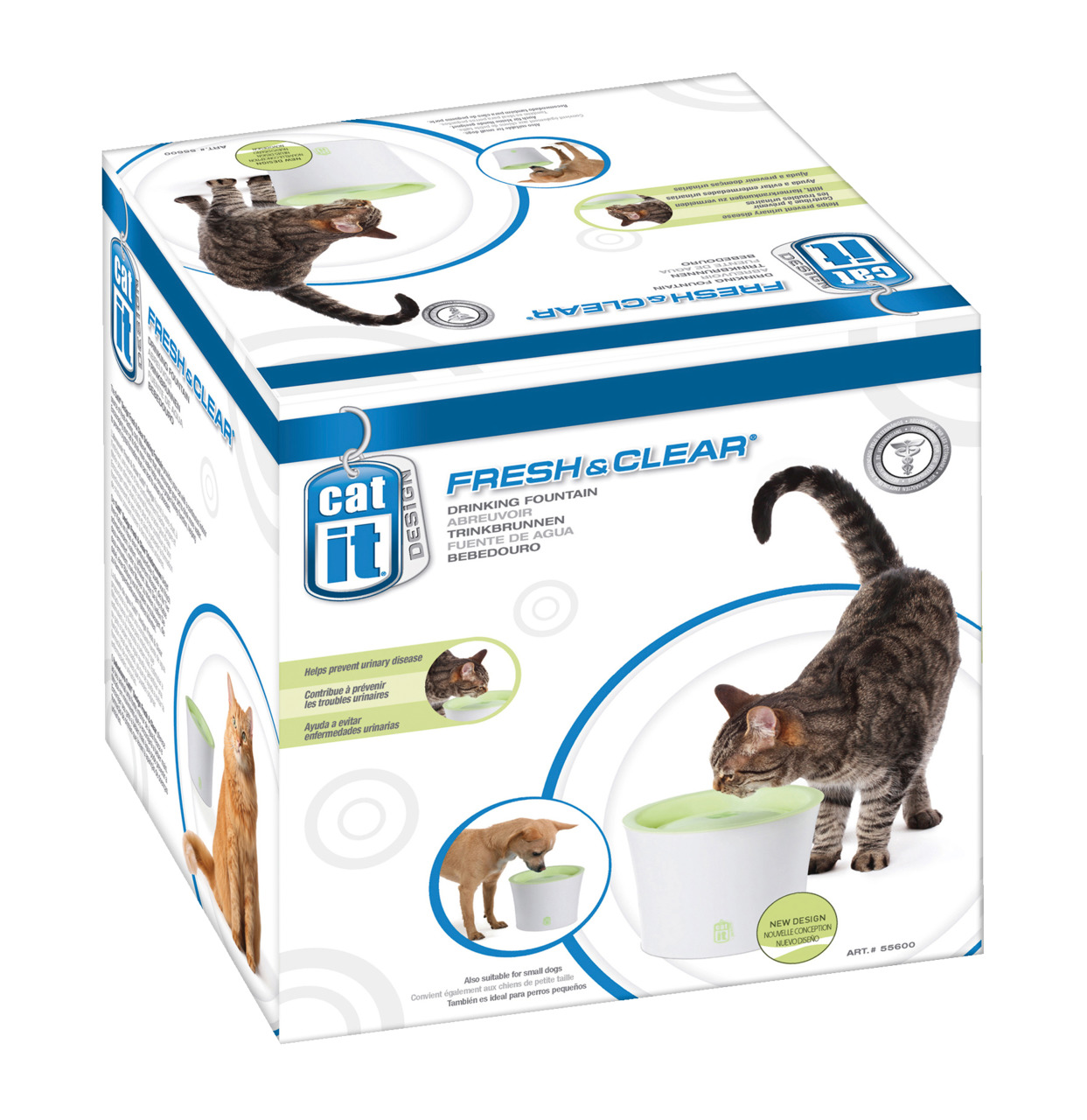 Catit Fresh & Clear Trinkbrunnen, Katzen & kl. Hunde, frisches zirkulierendes Wasser, Vorbeugung Harnwegserkrankungen.