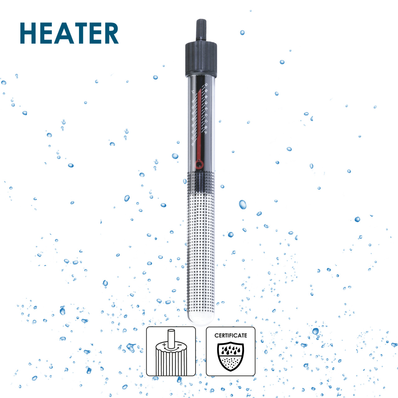 Ciano Aquarium-Heizer, für Aquarienbesitzer, zylindrisch, schwarz/transparent, mit Temperaturanzeige, geeignet für Wasser.