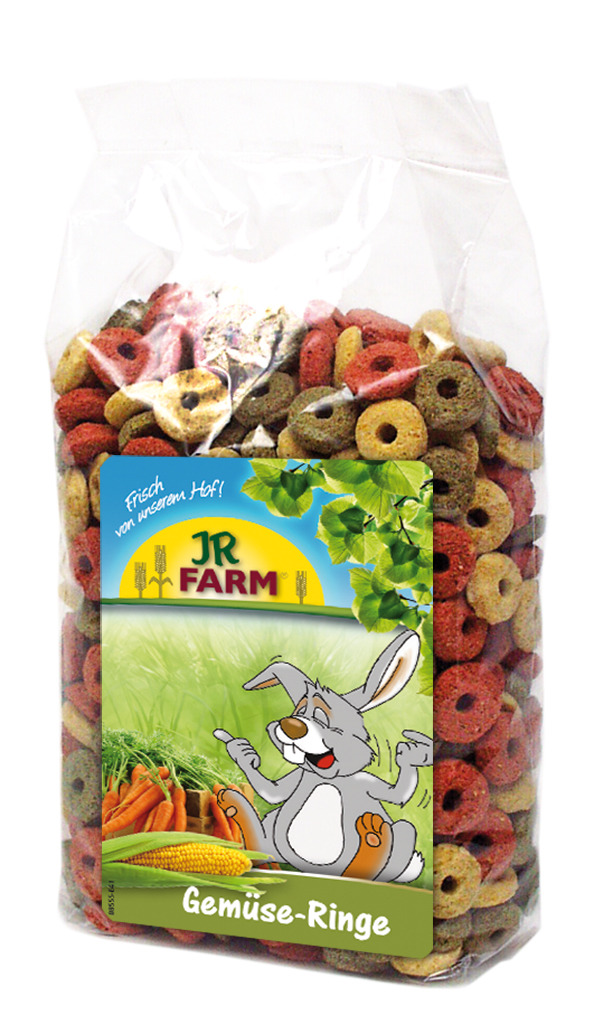 JR FARM Gemüse-Ringe, Snack für Kleintiere (Kaninchen, Meerschweinchen), versch. Farben, 600 g.