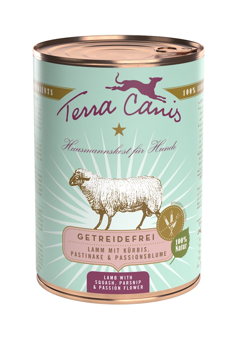 Terra Canis Getreidefrei Lamm mit Kürbis, Pastinake & Passionsblume 400g Dose Hundenassfutter