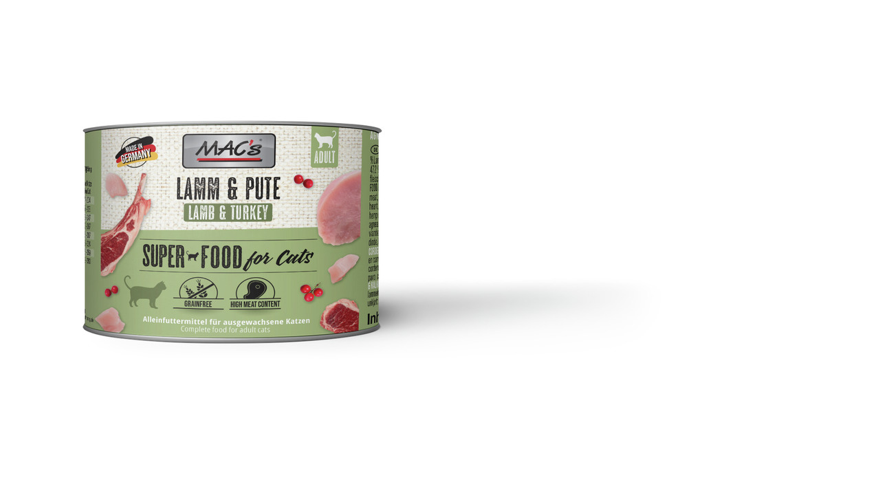 Sparpaket 6 x 200 g Mac's Lamm & Pute Katzen Nassfutter