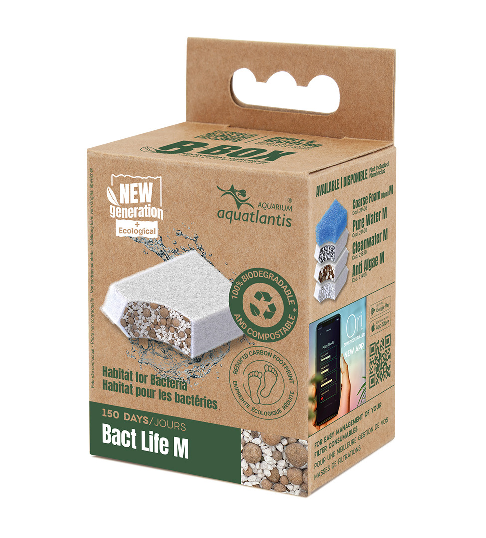 Aquatlantis Bact Life M, Filtermedium für Aquarien, biologisch abbaubar, 150 Tage Laufzeit, für umweltbewusste Aquarienbesitzer.