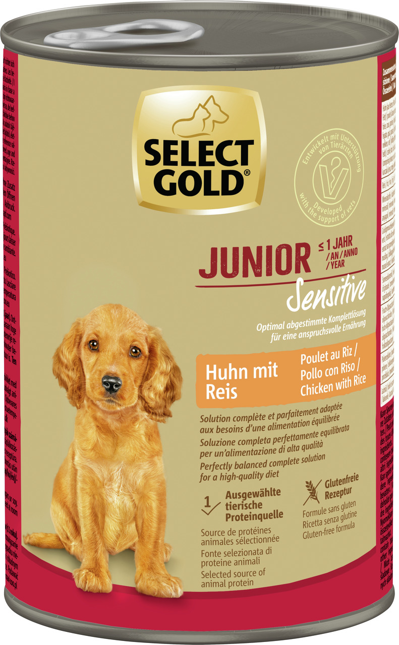 Select Gold Junior Sensitive, Huhn mit Reis, für junge Hunde (