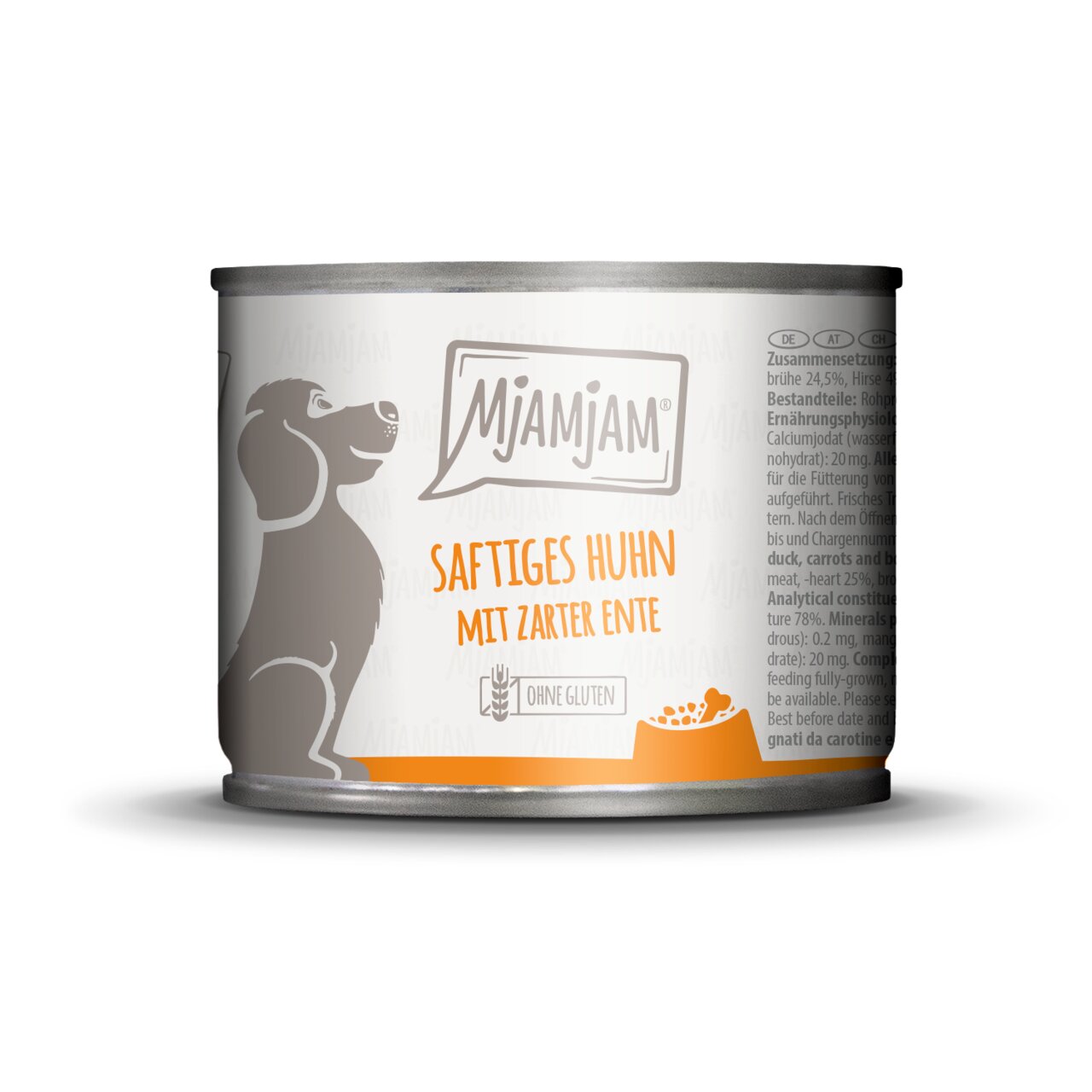 Mjamjam Hundefutter, Saftiges Huhn mit zarter Ente, glutenfrei, 400 g.