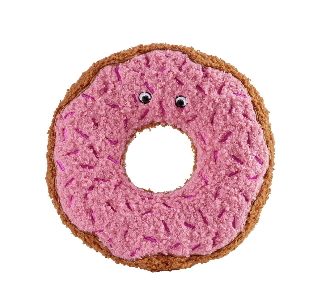 HUNTER Donut Hundespielzeug, für alle Größen, rosa/lila, weiches strapazierfähiges Material, fördert Spielspaß, mit Augen.