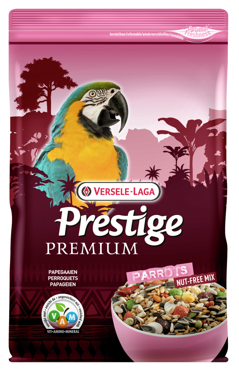 Versele-Laga Prestige Premium Papageienfutter, Nut-Free Mix, für Papageien, hochwertige Samen, Körner & Früchte, ohne Nüsse.