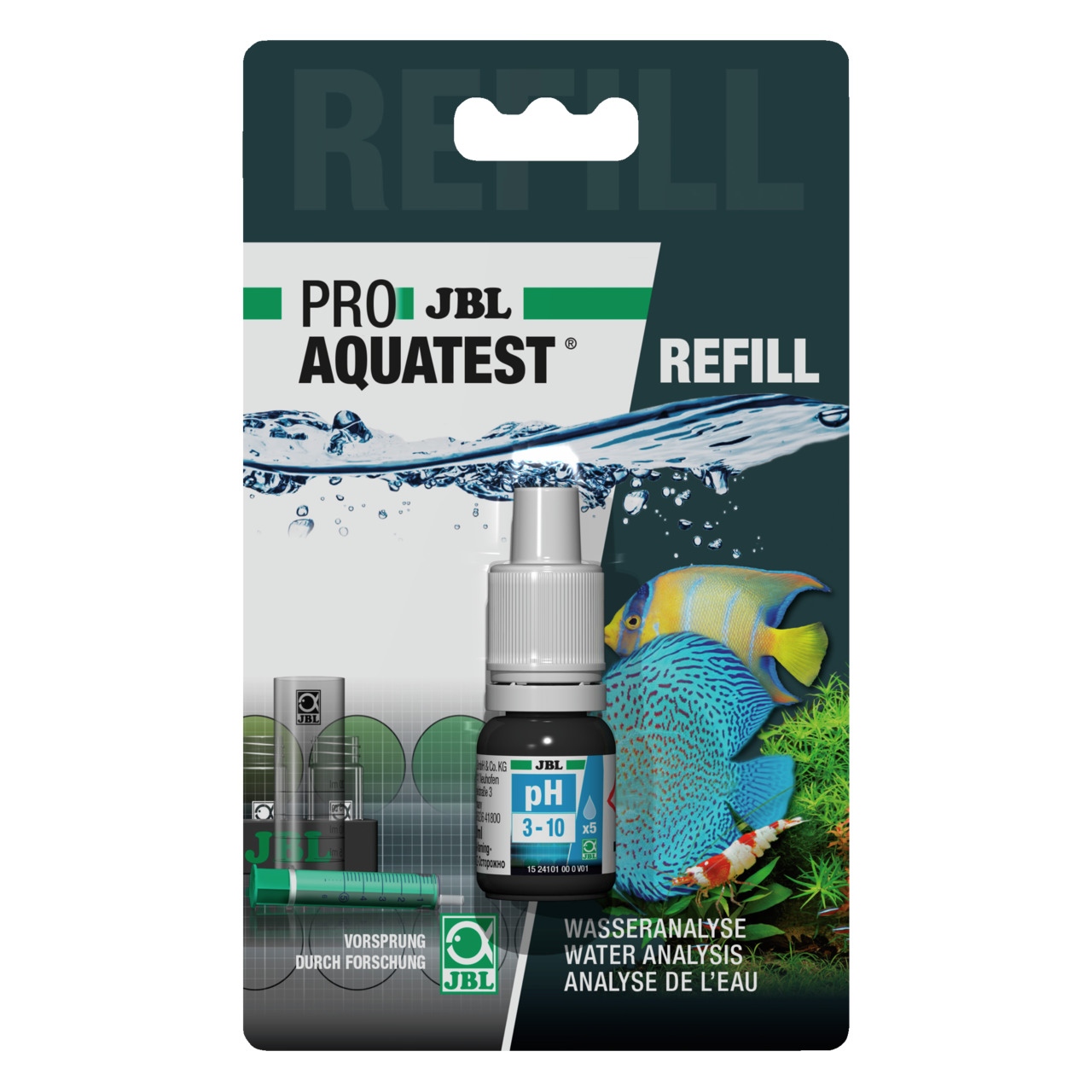 JBL ProAquaTest Refill pH 3-10, Nachfüllpackung f. Aquarienbesitzer, pH-Wert-Überwachung, präzise Messungen, Testflüssigkeit.