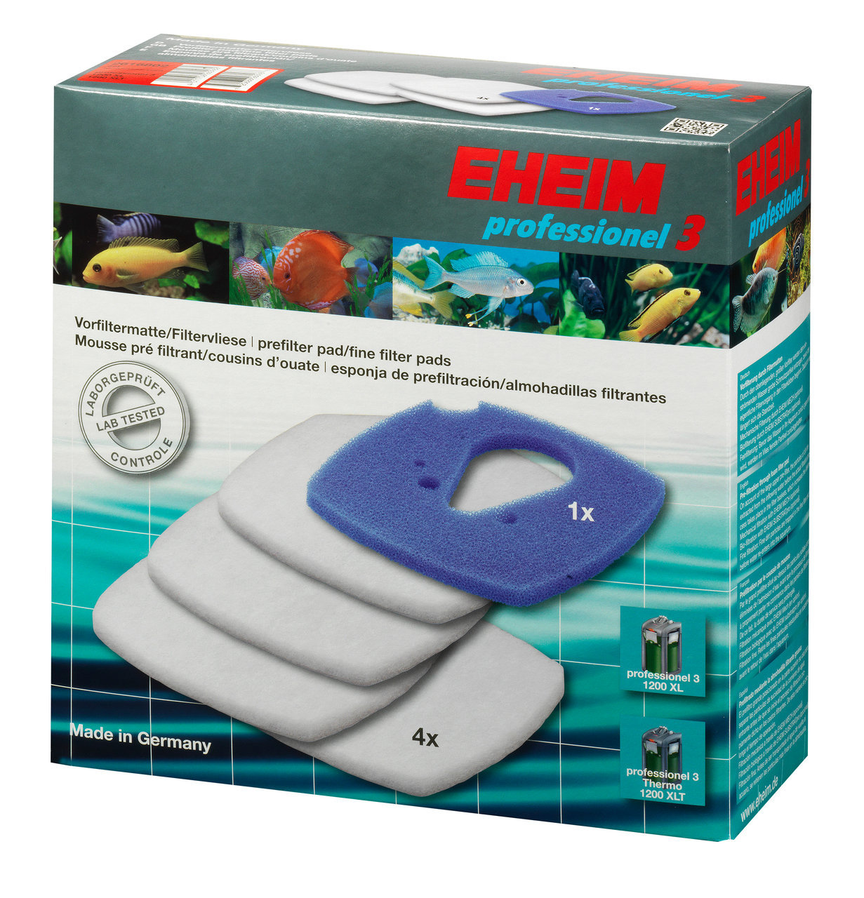 EHEIM professionel 3 Vorfiltermatte/Filtervlies, Zubehör für Aquarienfilter, 4 Filtervliese+1 Vorfiltermatte, Made in Germany, laborgeprüft.