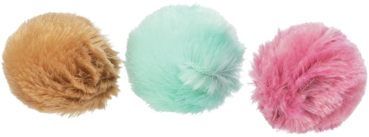TRIXIE Spielbälle für Katzen, 3 Stk., Farben Braun, Mintgrün, Rosa, fördern Spieltrieb & Bewegung, ideal für alle Altersgruppen.